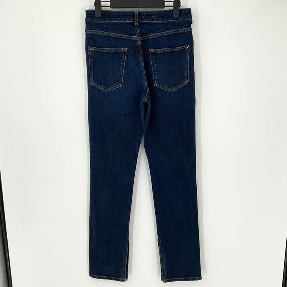 Anthropologie Pilcro The Split Straight Jeans Dark Wash Ultra High Rise Women 30 - Picture 3 of 11